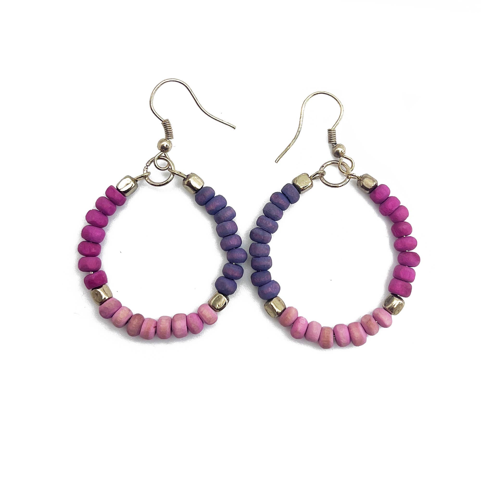 Prismatic Hues Hoop Earrings - Fuchsia, Pink, Purple