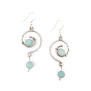 Wire-Wrapped Stone Earrings - Antique Silver, Amazonite