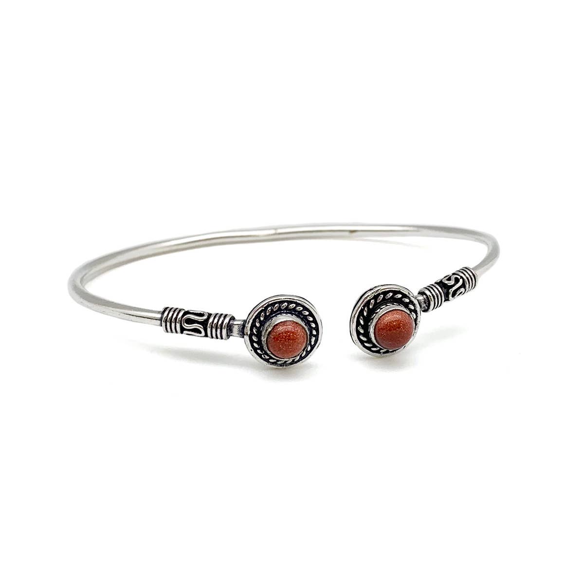Tanvi Collection Bangle Bracelet - Silver with Goldstone