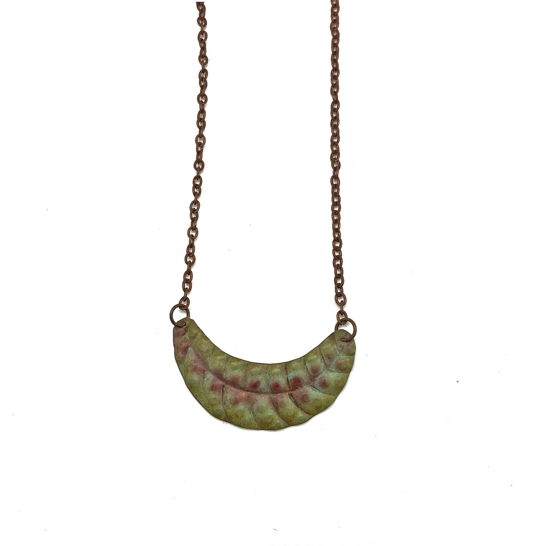 Copper Patina Necklace - Long Leaf