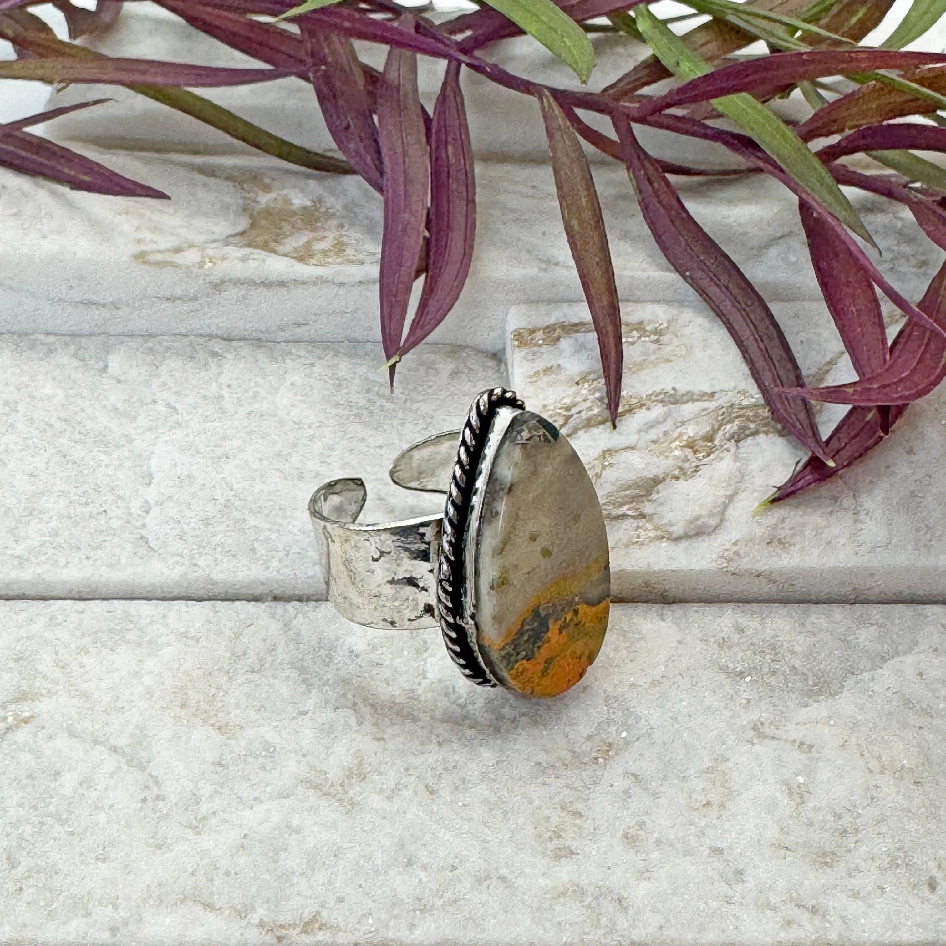 Handcrafted Kashi Semiprecious Stone Ring - Bumblebee Jasper