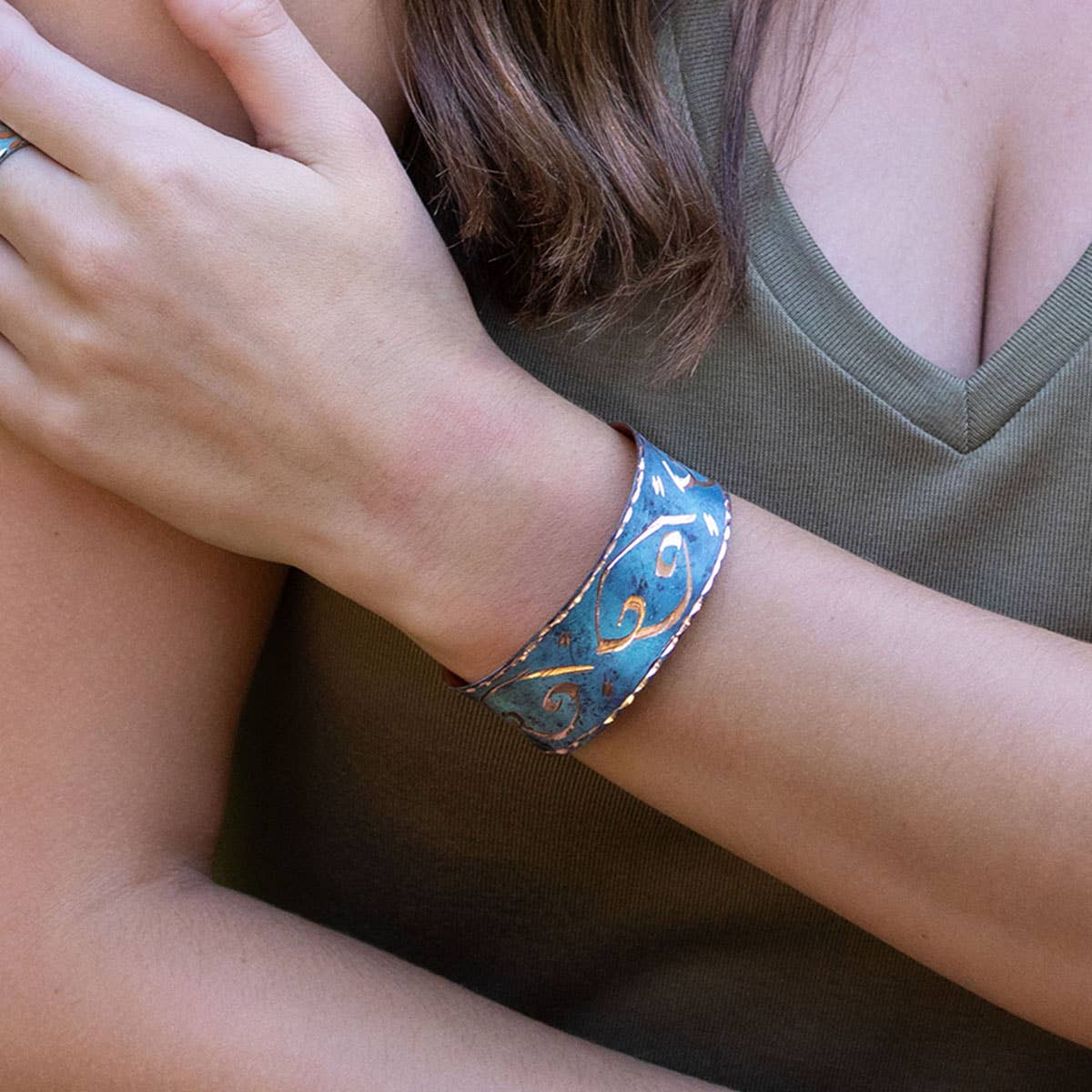 Patina Engraved Copper Cuff Pre-Pack - No Display