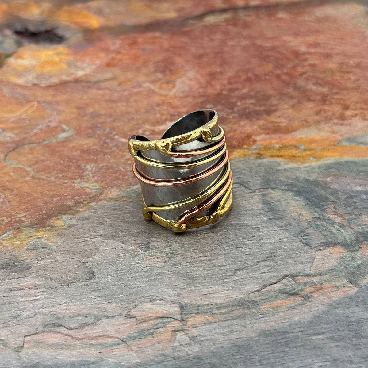 Janya Mixed Metal Ring - Fanned Wires