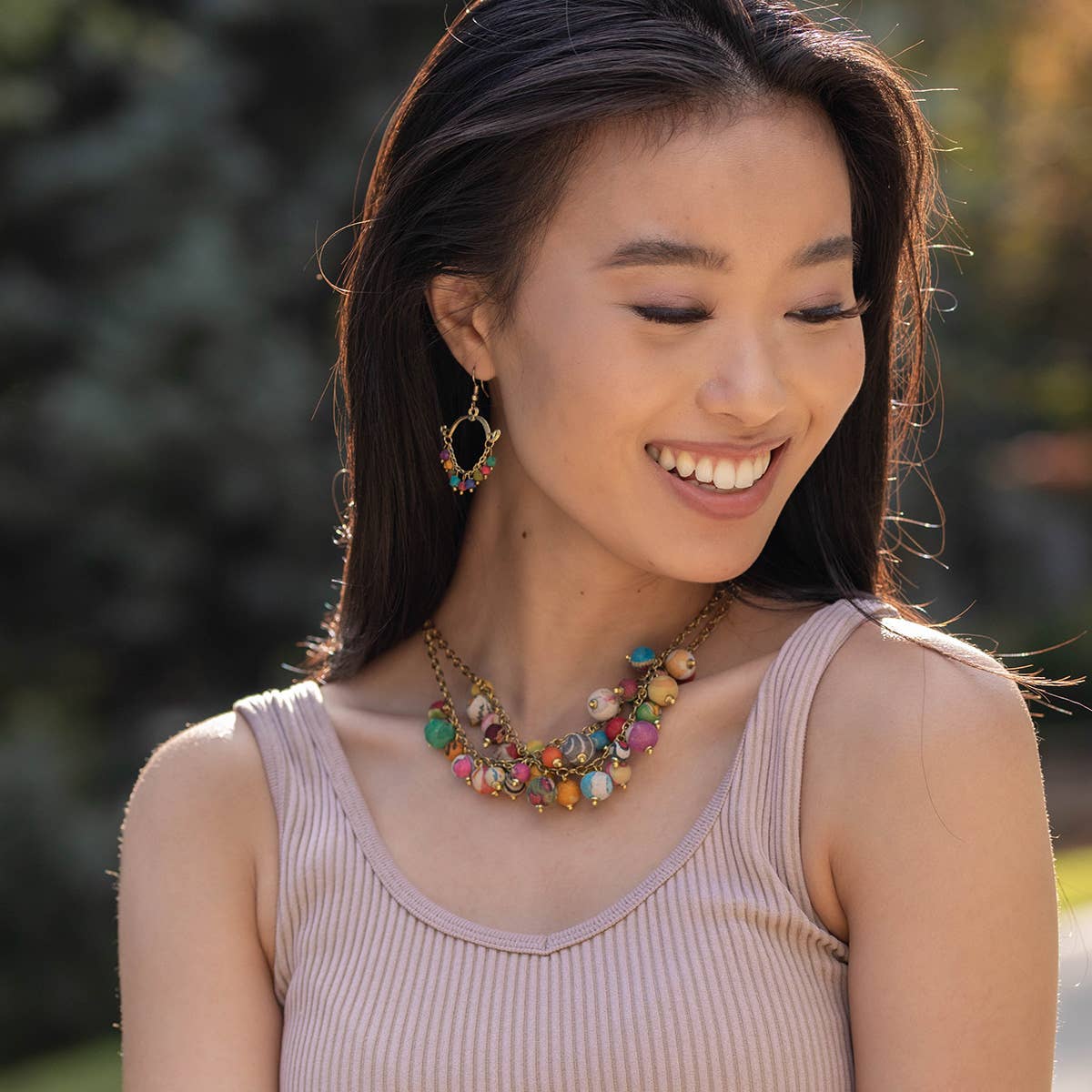 Aasha Clustered Layered Kantha Handcrafted Necklace