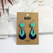 Handcrafted Blue & Teal Patina Layered Teardrop Earrings