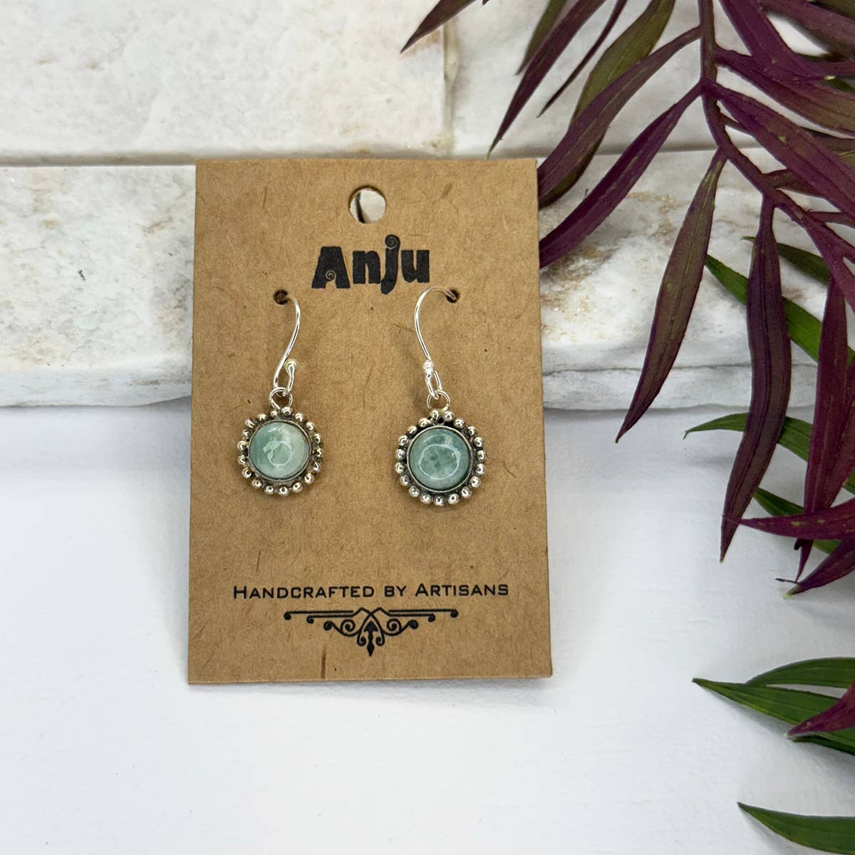 Kashi Semiprecious Small Stone Earrings - Amazonite