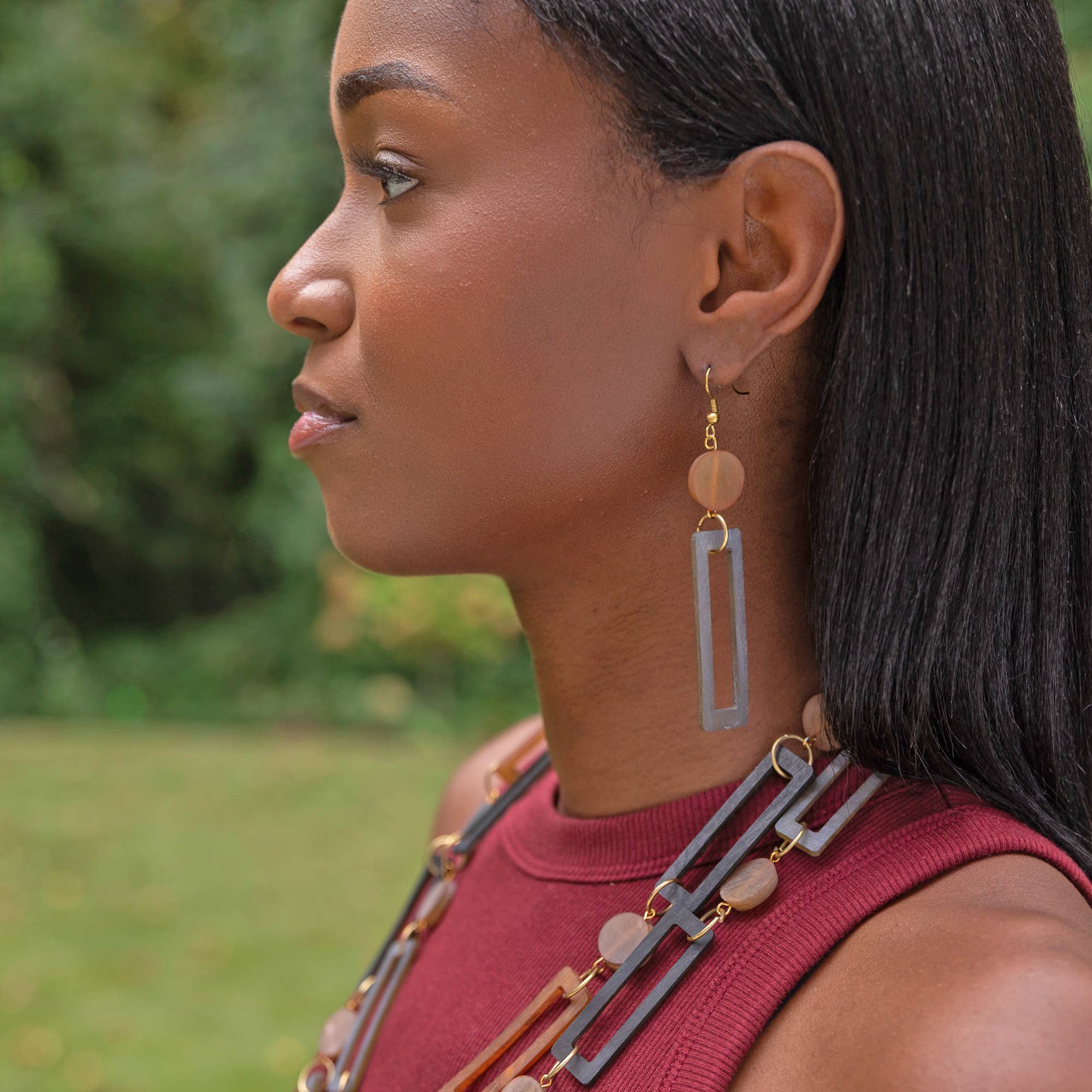 Omala Autumn Neutrals Earrings - Geo Drop Earth
