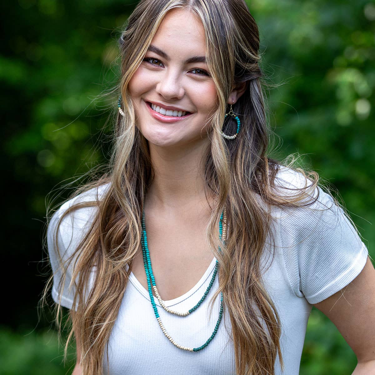 Prismatic Hues Necklace - Turquoise, Green, White