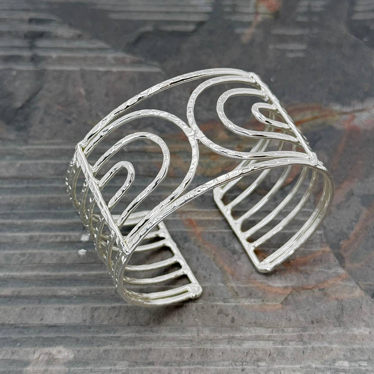 Handcrafted Sleek Lines Silver Cuff Bracelet