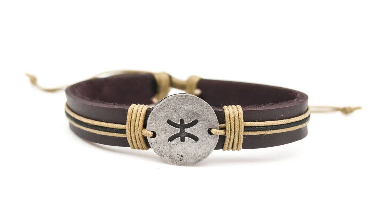Zodiac Pewter Pisces Glyph Bracelet