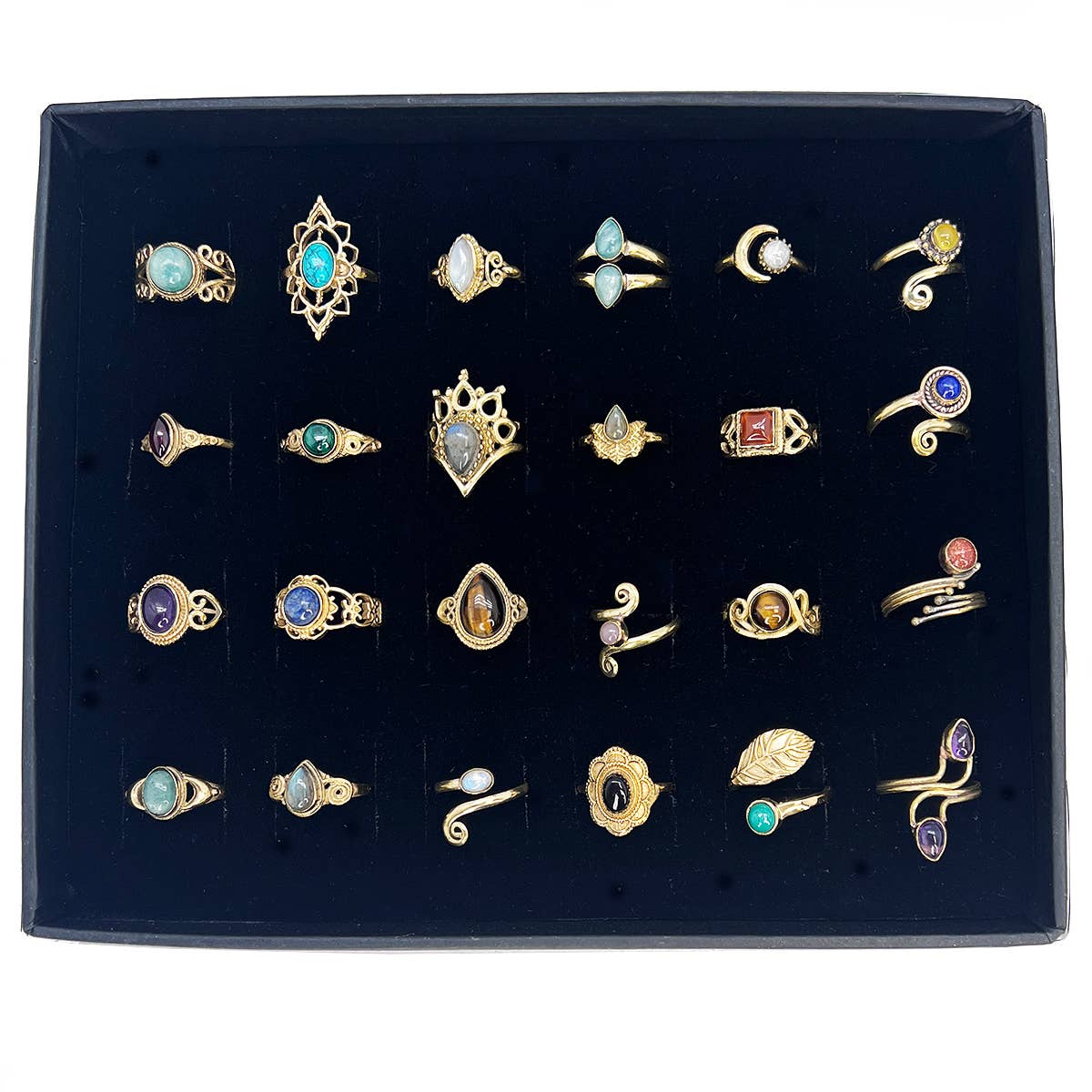 Tanvi gold plated rings - 24 pack
