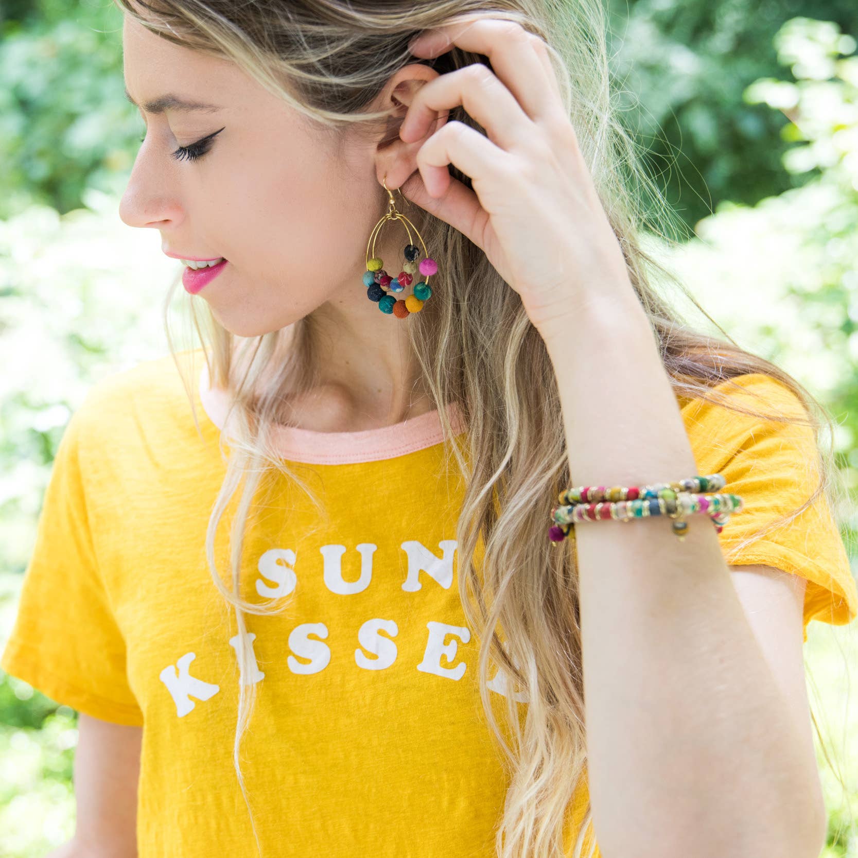 Aasha Kantha Handcrafted Hoops with Beads Earrings