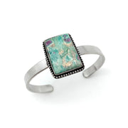 Handcrafted Kashi Semiprecious Stone Cuff - Ruby Fuchsite