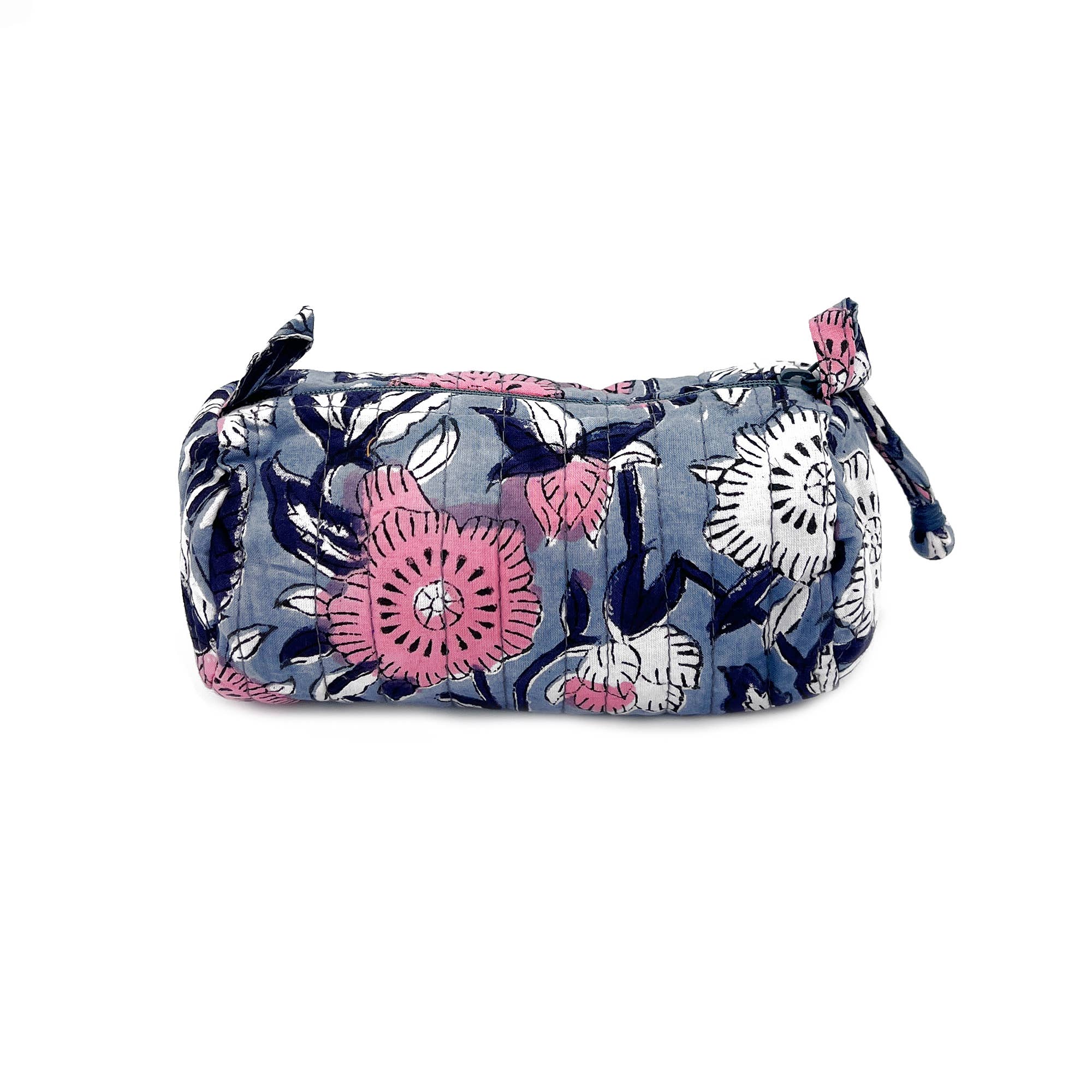 Midnight Blossoms Accessory Bag - Block Printed Cotton