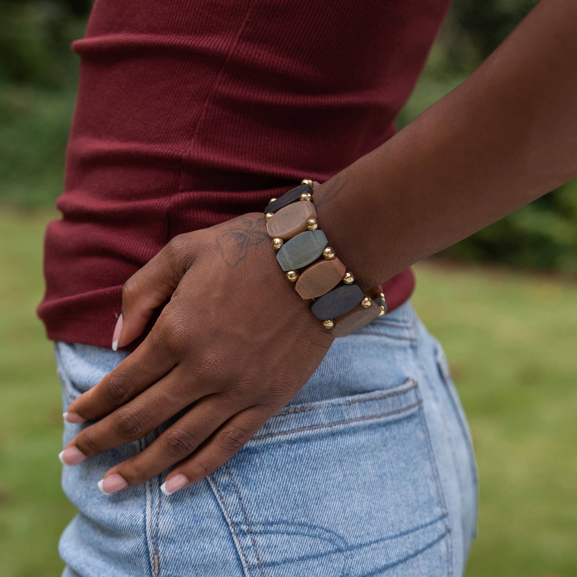 Omala Autumn Neutrals Bracelet - Faceted Earth