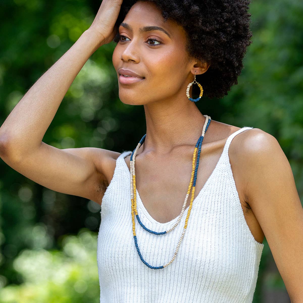 Prismatic Hues Necklace - Blue, Yellow, White