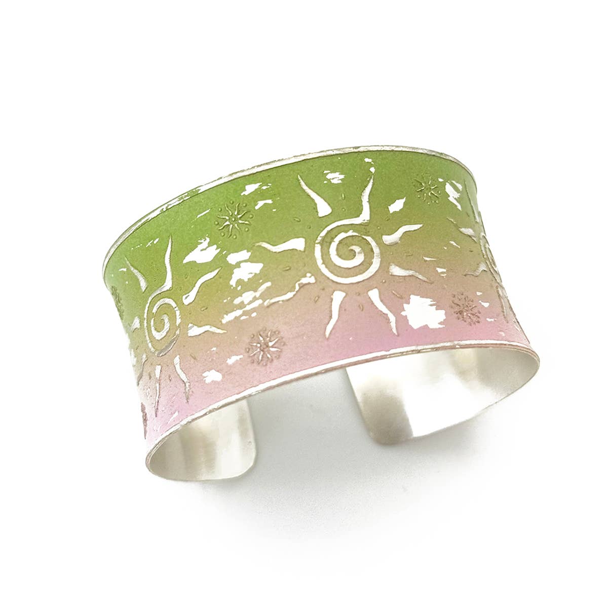 Handcrafted Green & Pink Sun Patina Bracelet