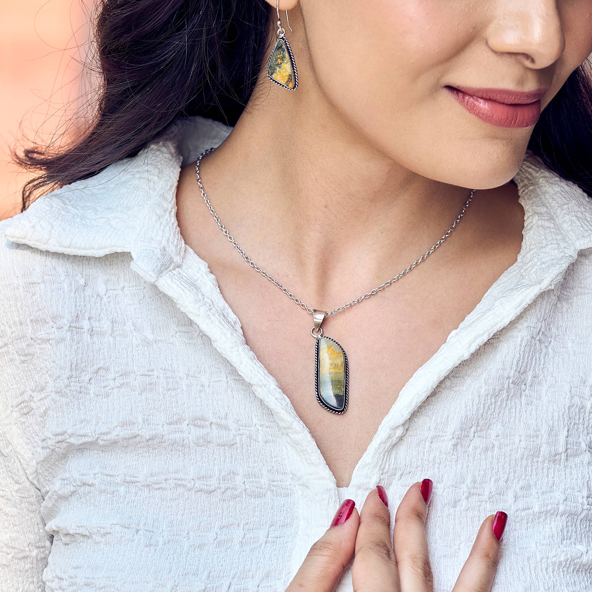 Handcrafted Semiprecious Stone Necklace - Bumblebee Jasper