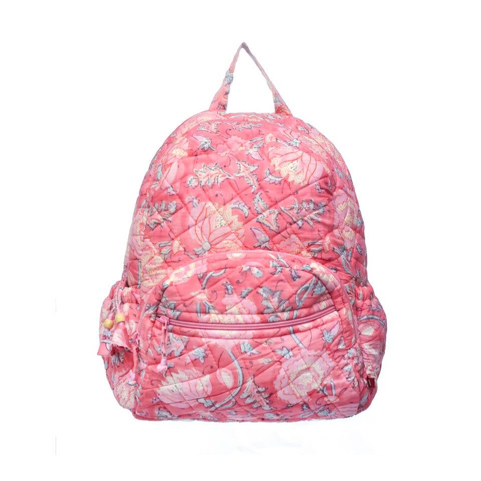 Peony Bloom Medium Backpack - Block Printed Organic Cotton