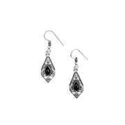 Tanvi Collection Earrings - Silver Diamond with Onyx