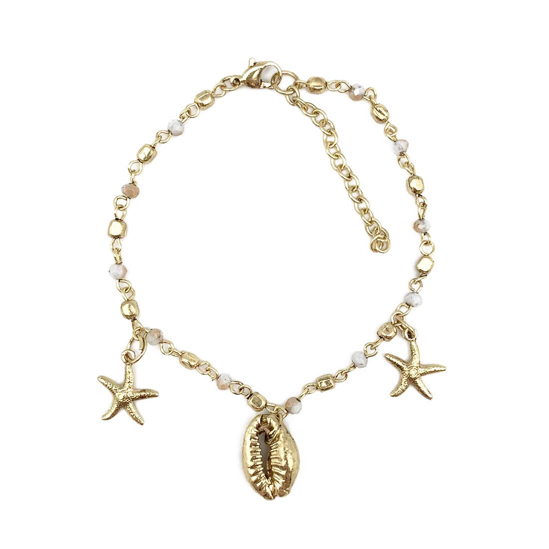 Sachi Golden Coastline Collection Anklet - Gold Shells Beads