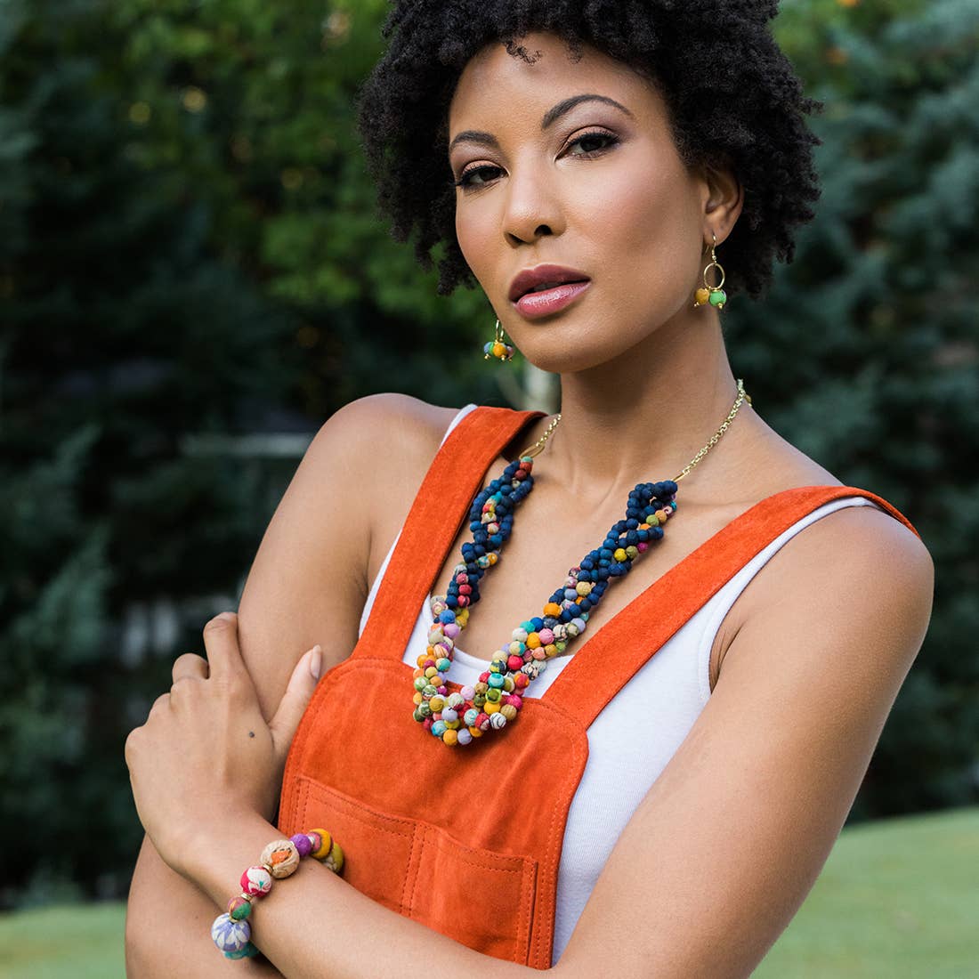 Aasha Three Beads Earrings