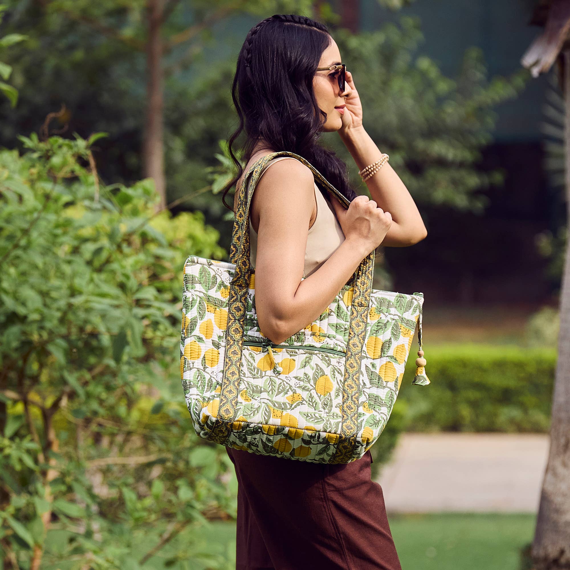 Lemon Grove Block Printed Shoulder Bag