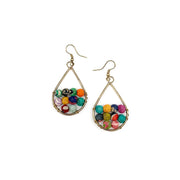 Aasha Teardrop Frame Half Filled Round Beaded Earrings