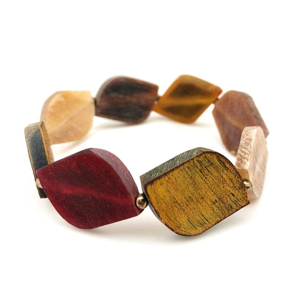 Omala Autumn Neutrals Abstract Shapes Elastic Bracelet