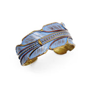 Brass Patina Cuff Bracelet - Blue Leaf