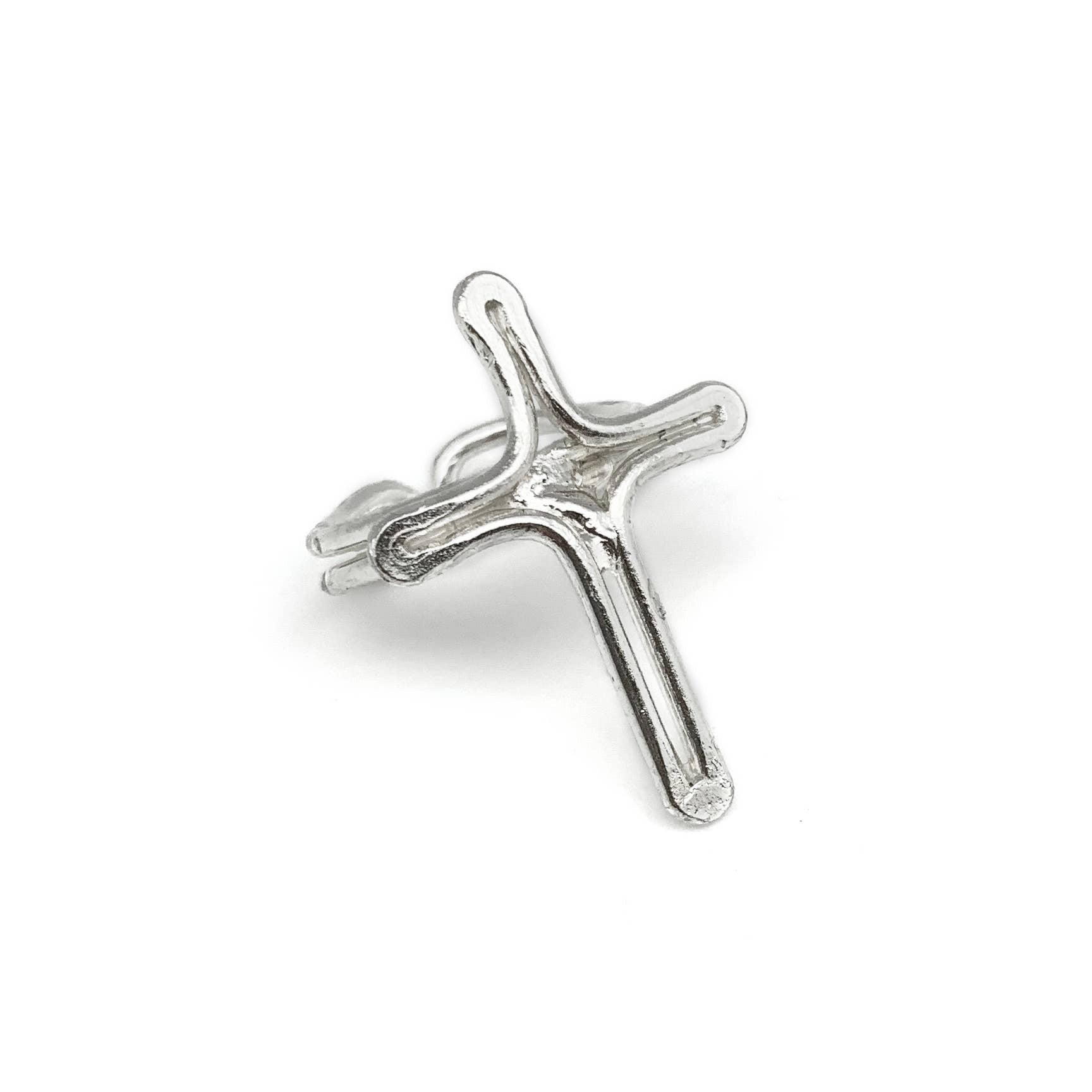 Silver Plated Adjustable Ring - Cross