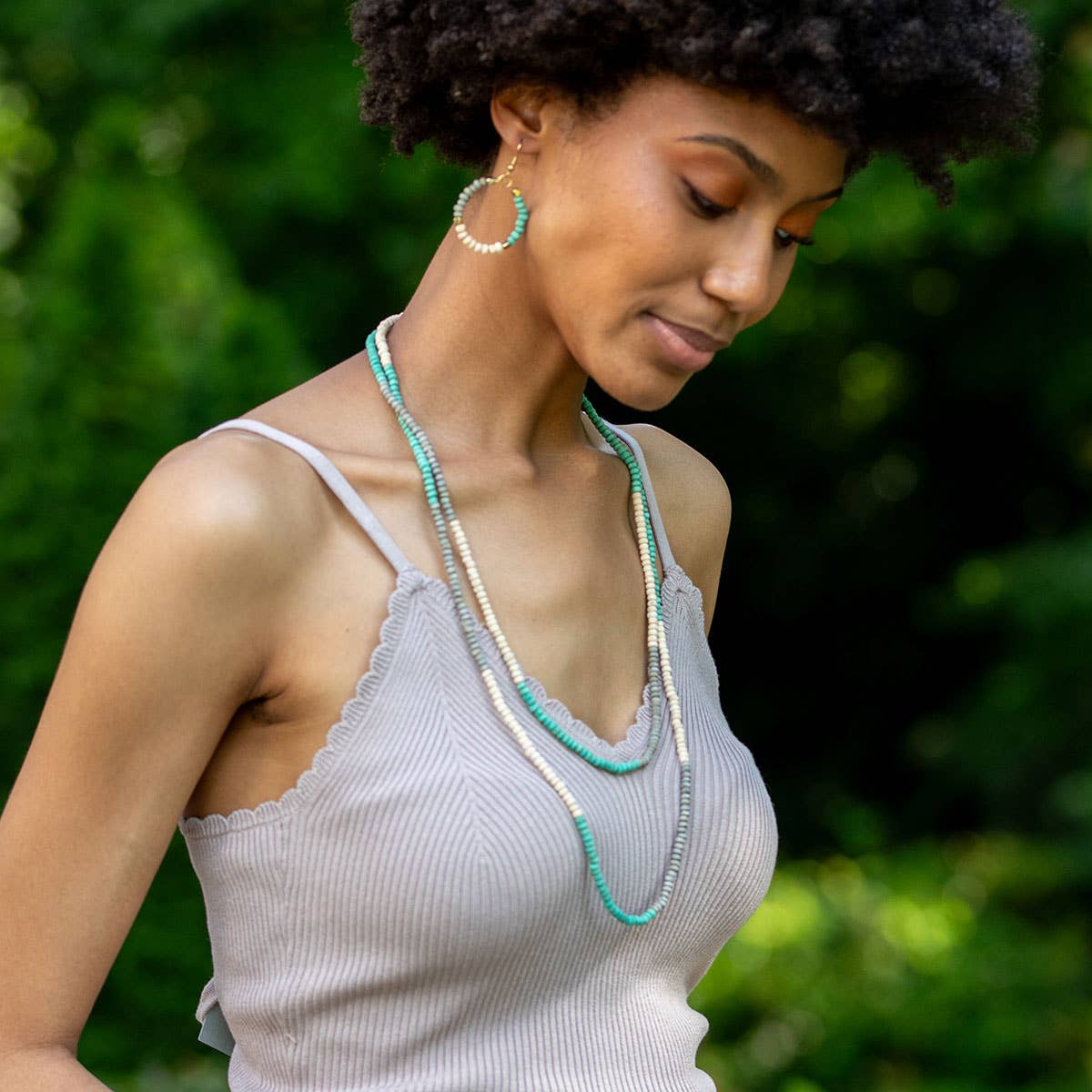 Prismatic Hues Necklace - Gray, Turquosie, White