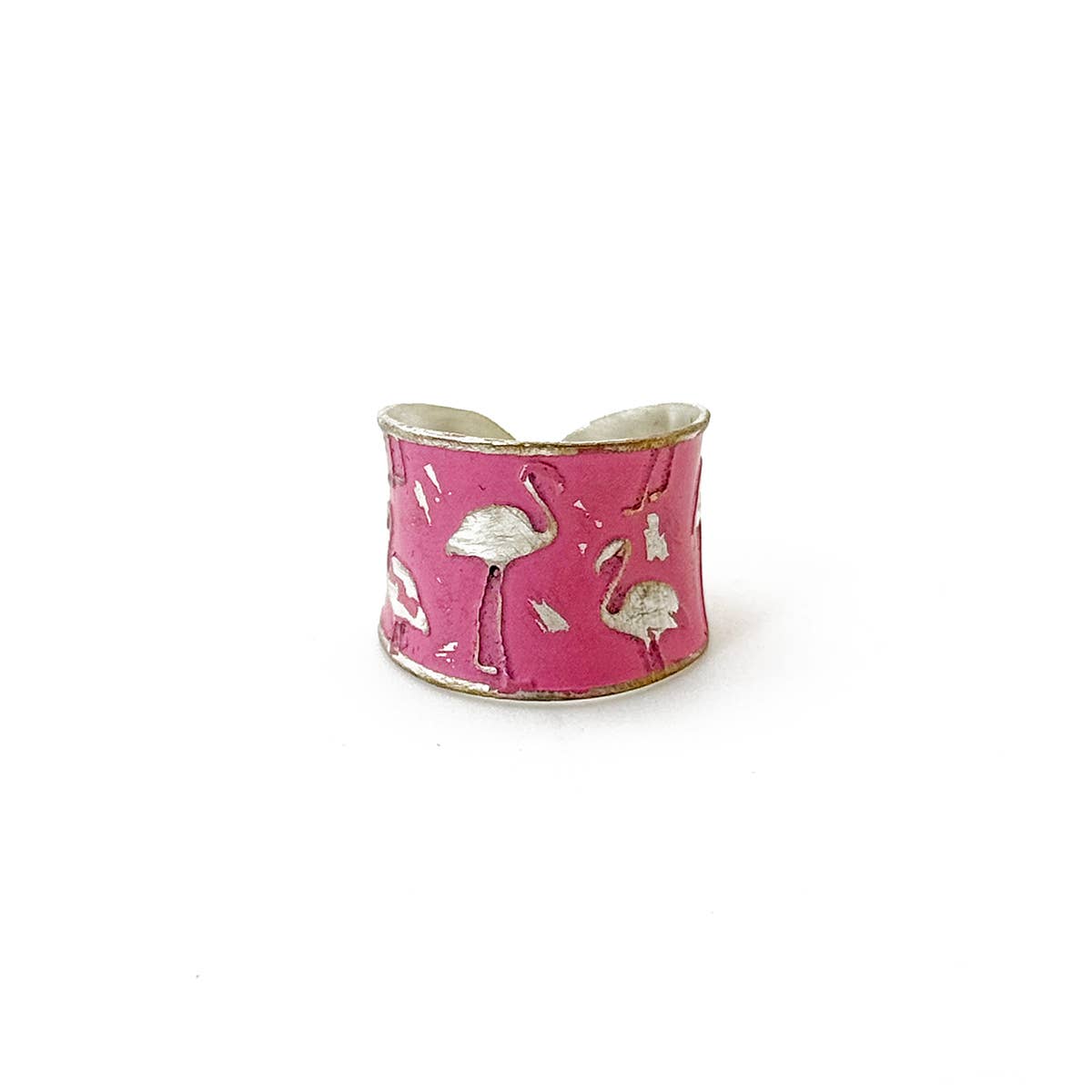 Handcrafted Pink Flamingo Patina Ring