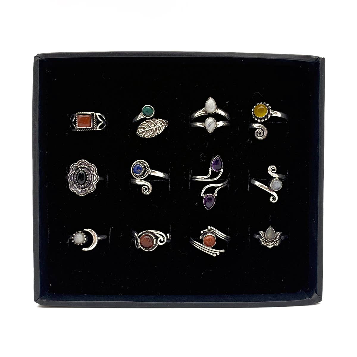 Tanvi Collection Ring Prepack - 12 Silver Rings in a Box