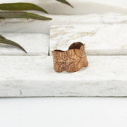 Handcrafted Copper Leaf Texture Ring