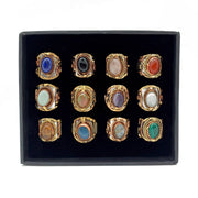 Semi Precious Stone Cuff Rings in Box