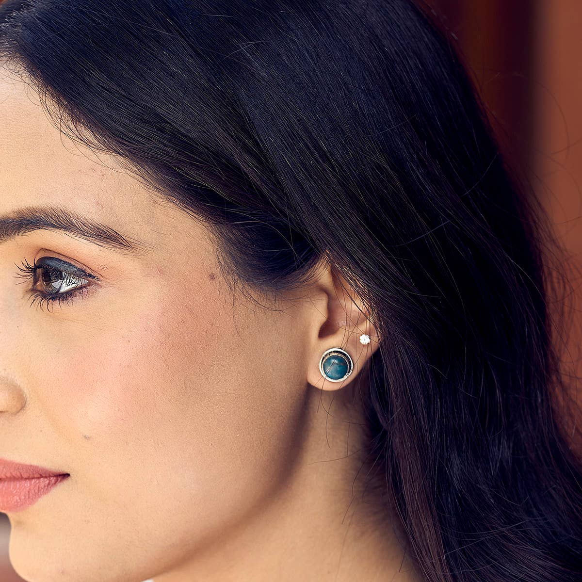 Handcrafted Kashi Semiprecious Stone Post Earrings - Apatite