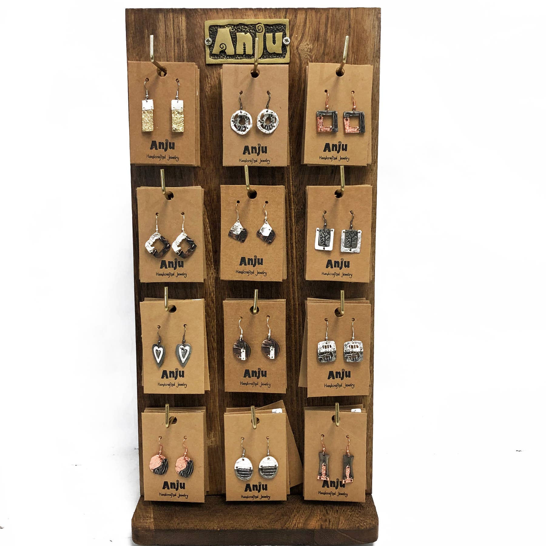 Pewter Earrings Prepack - 48 Pairs and Wooden Display