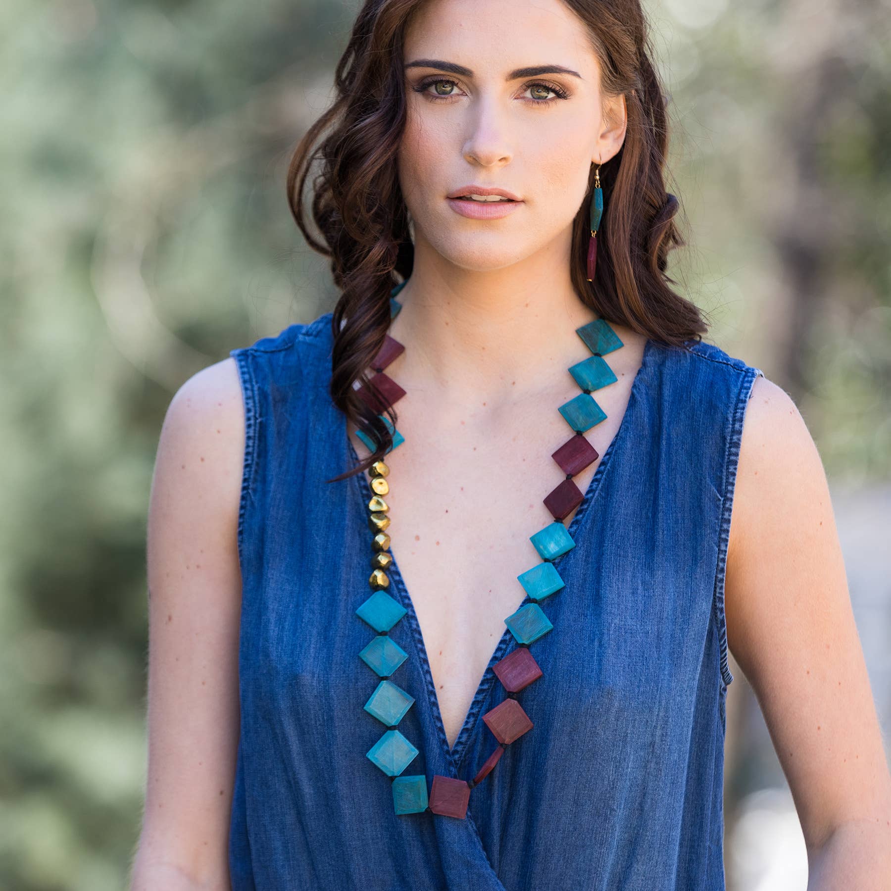 Omala Wildberry Collection Necklace - Squares and Metal