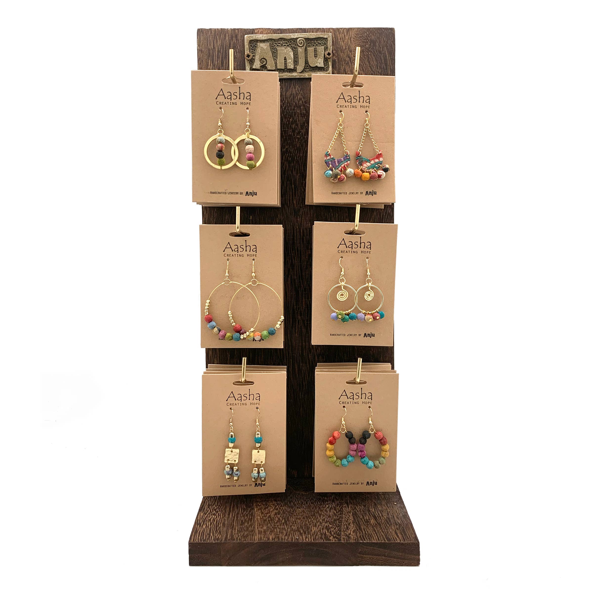 Aasha 24 Assorted Earrings and Wooden Display