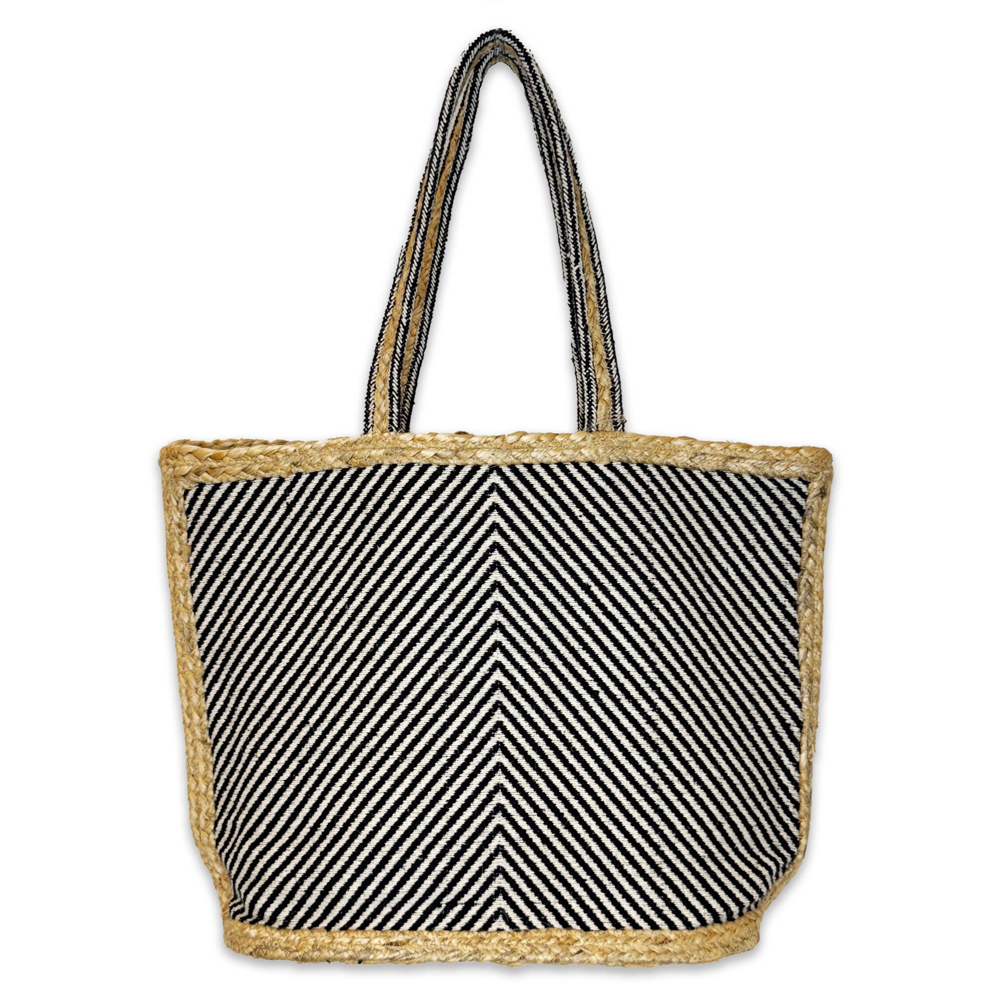 Anna Tote - Jute Tote with Black Pattern