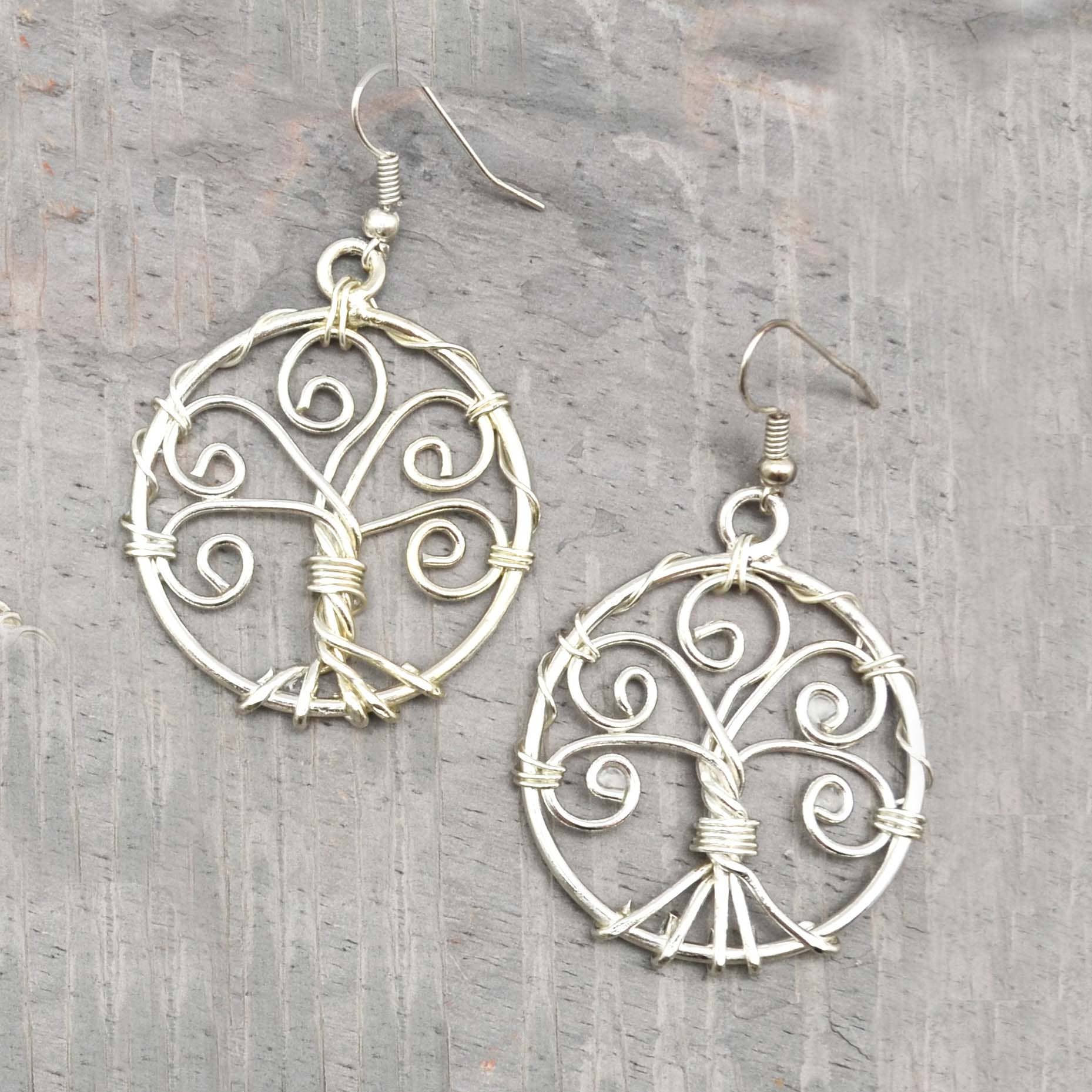 Silver Plated Earrings - Tree of Life