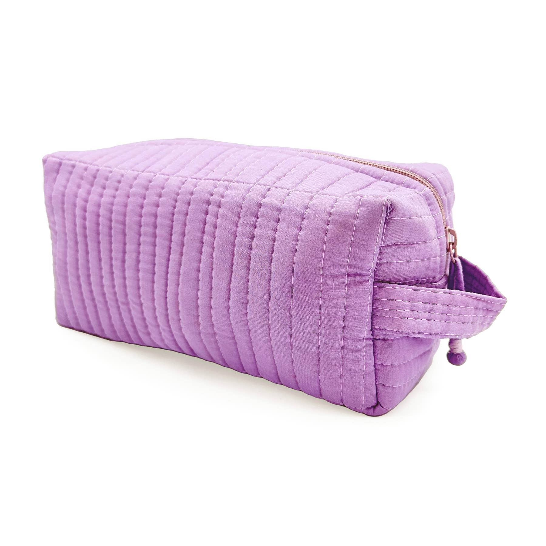 Aviva Collection - Quilted Solid Cotton Cosmetic Bag