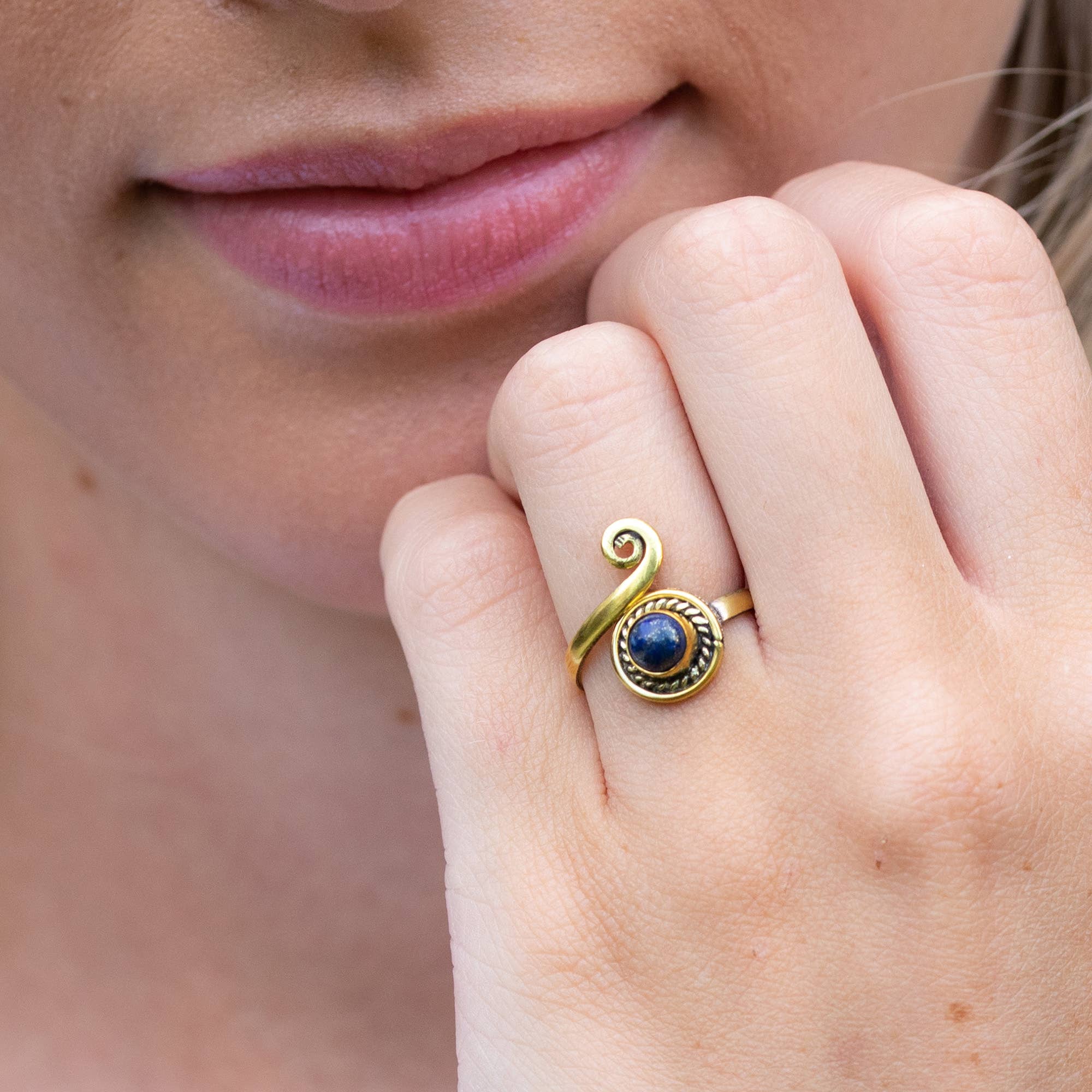 Tanvi Collection Ring - Gold with Lapis