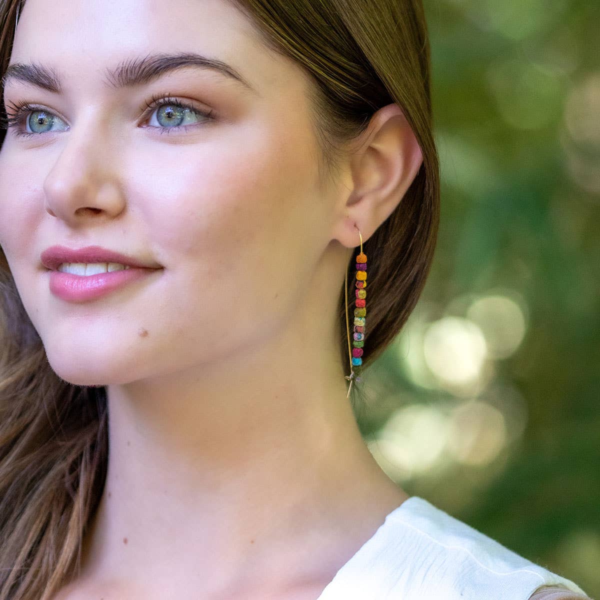 Aasha Small Beaded Needle Earrings