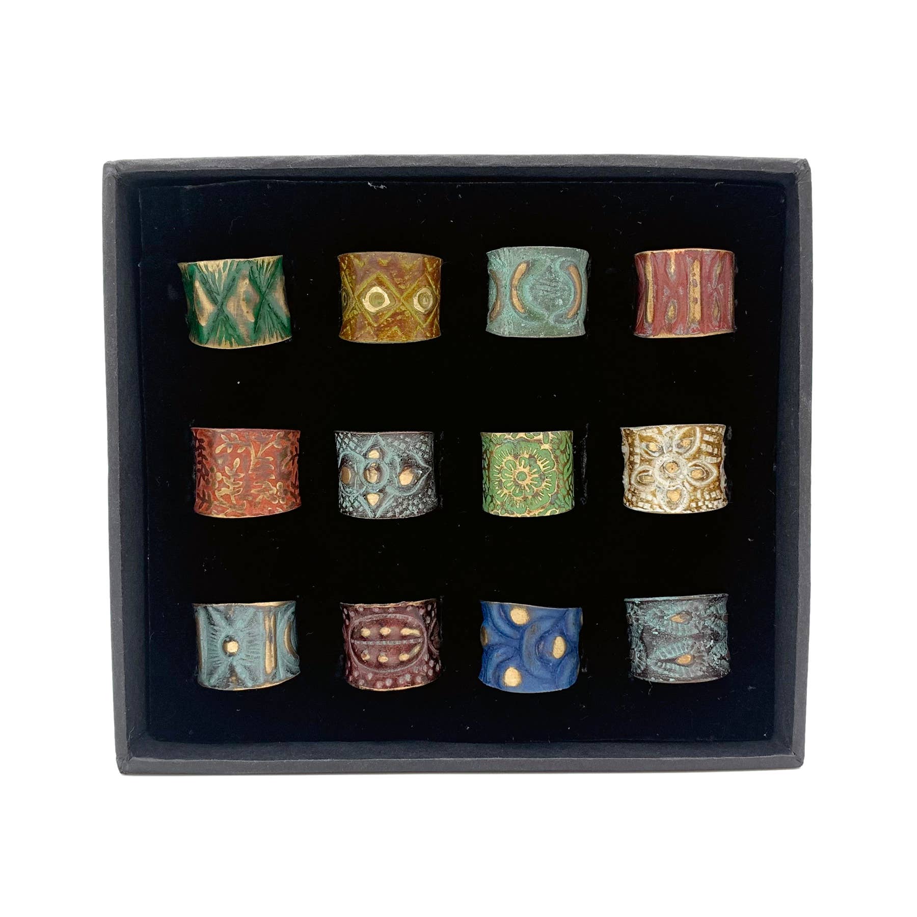Brass Patina Rings - 12 In Display Box