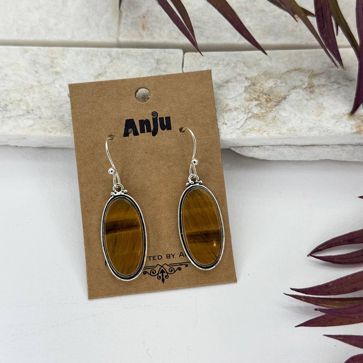 Handcrafted Kashi Semiprecious Stone Earrings - Tigereye