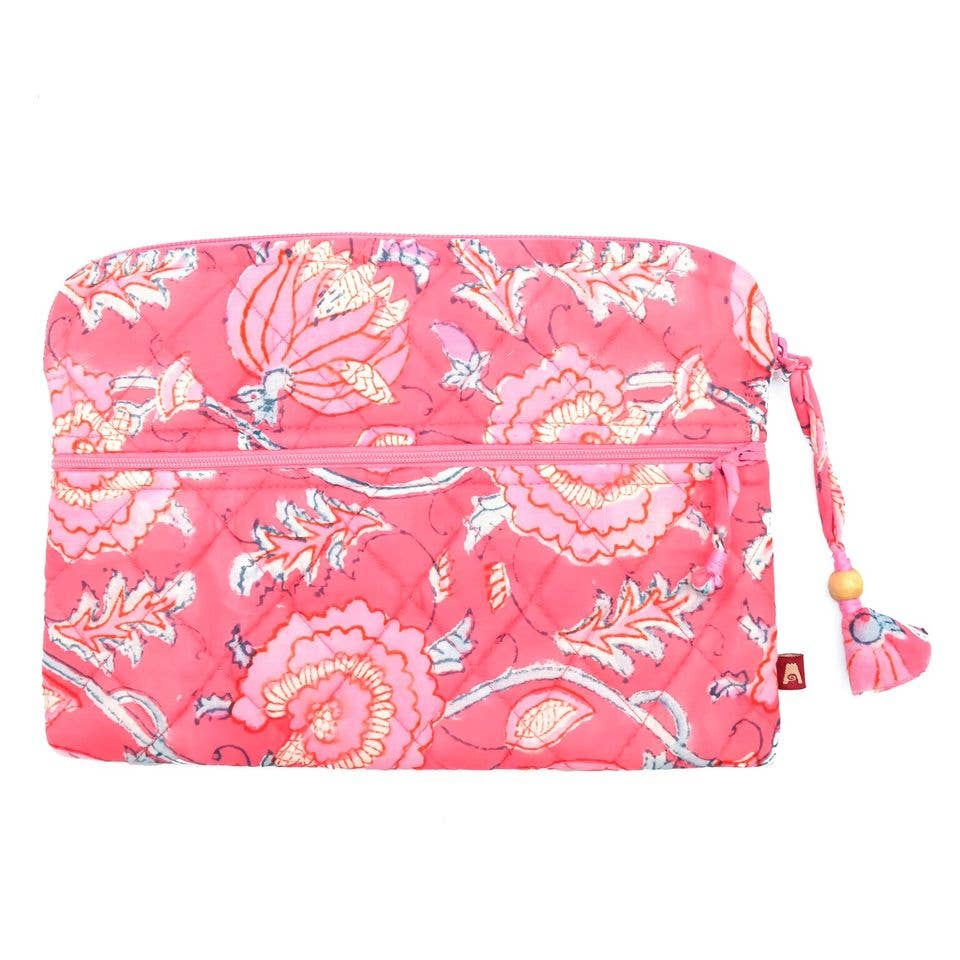 Peony Bloom Tablet Sleeve - Block Printed Organic Cotton