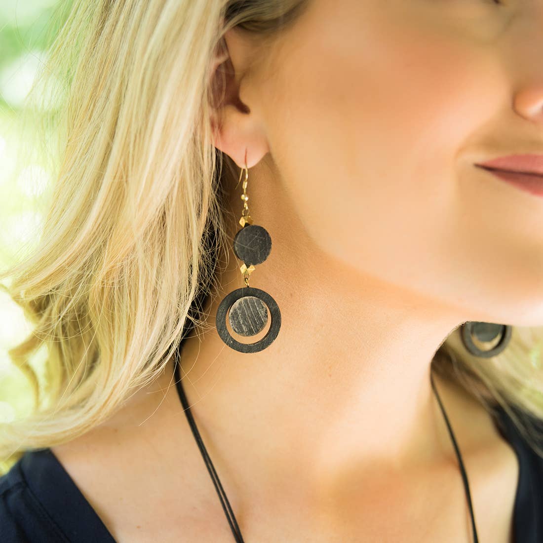 Omala Autumn Neutrals Collection Earrings - Black Circles