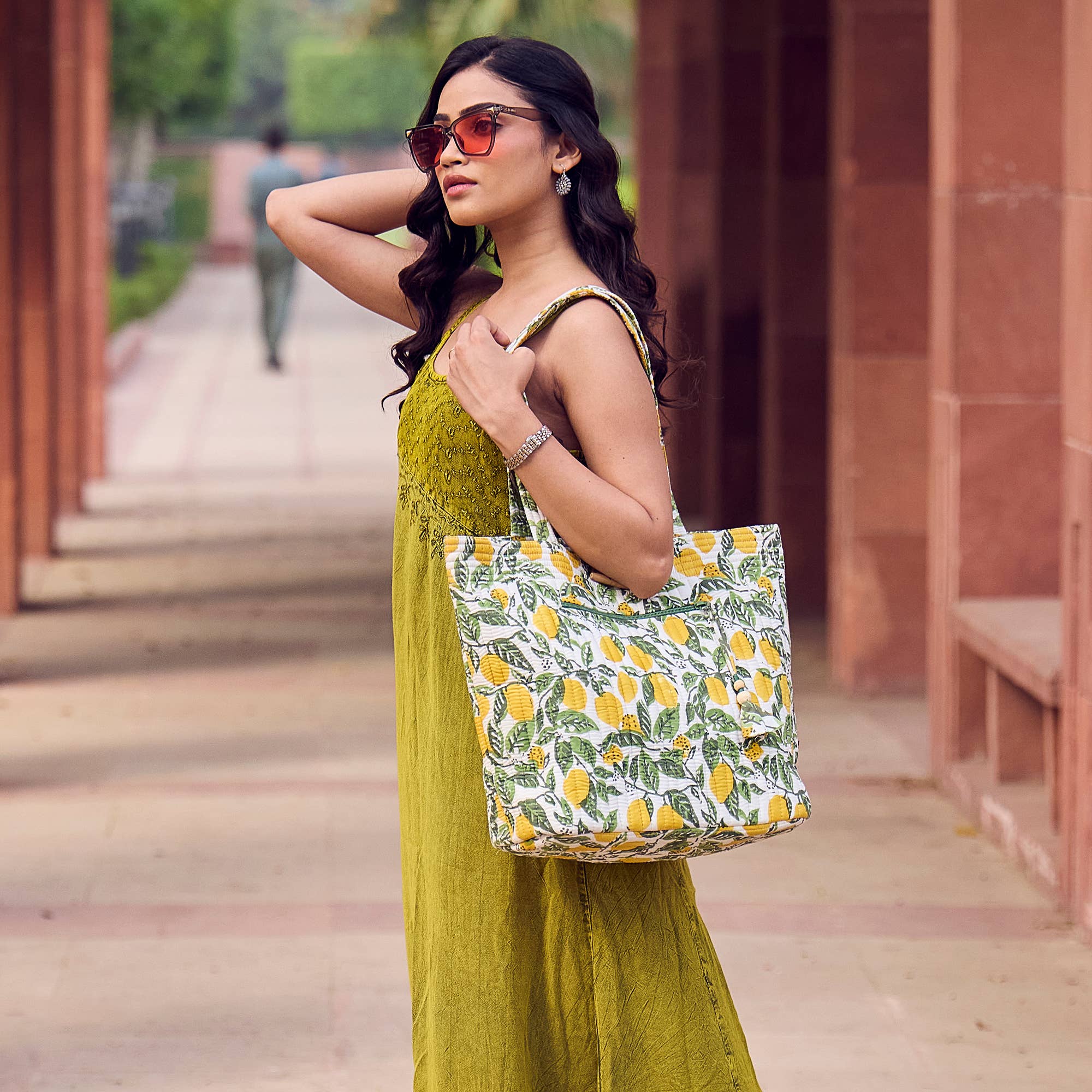 Lemon Grove Block Printed Shopper Tote